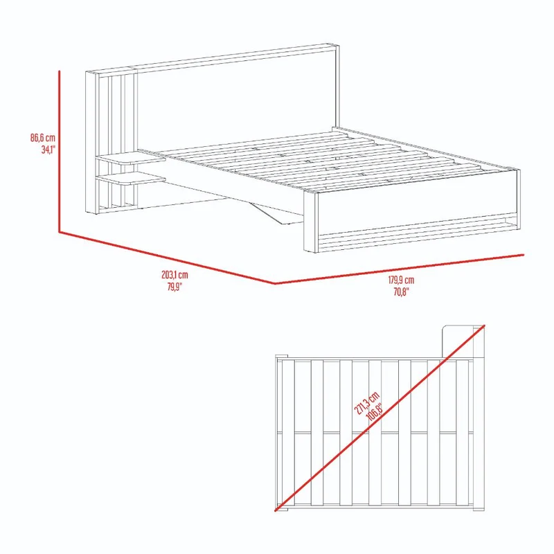 Cama Doble Vanez, Fresno Europeo, con Espaldar Alto Incluyendo Tendida de Tablas