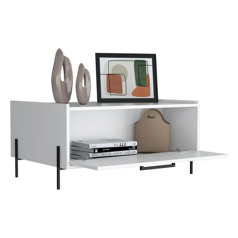 Mesa de Centro Sharon, Blanco, con un Cajón y Amplio Espacio ZF