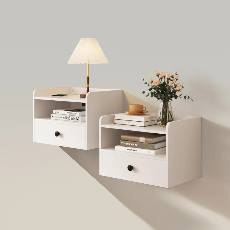 Floating Nightstand Set of 2 with Charging Station