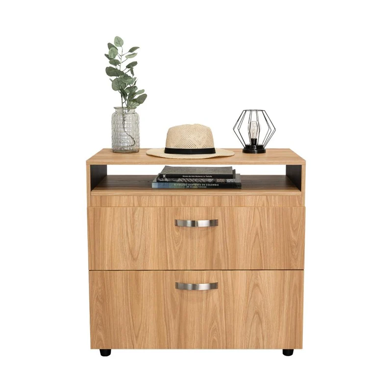 Organizador Barin, Fresno Europeo y Wengue, con Compatimentos para Objetos Decorativos