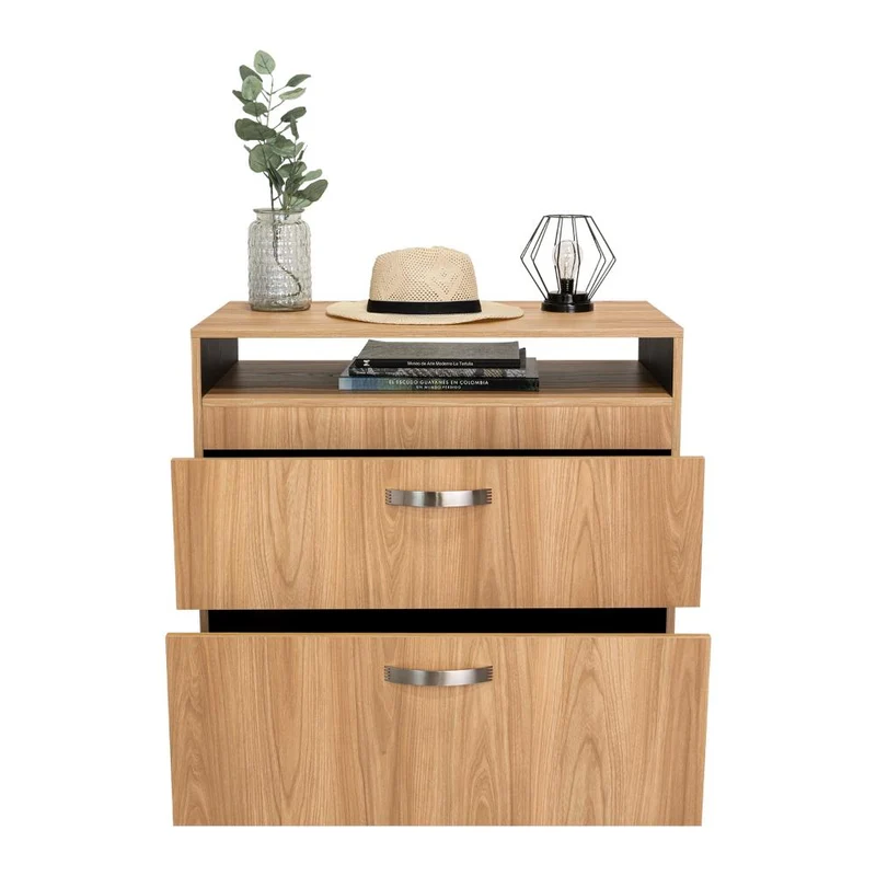 Organizador Barin, Fresno Europeo y Wengue, con Compatimentos para Objetos Decorativos