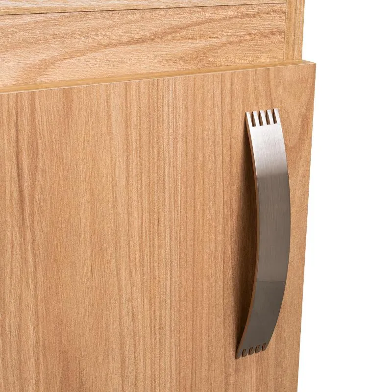 Mesa de Noche Barin, Fresno Europeo y Wengue, con una Puerta Abatible