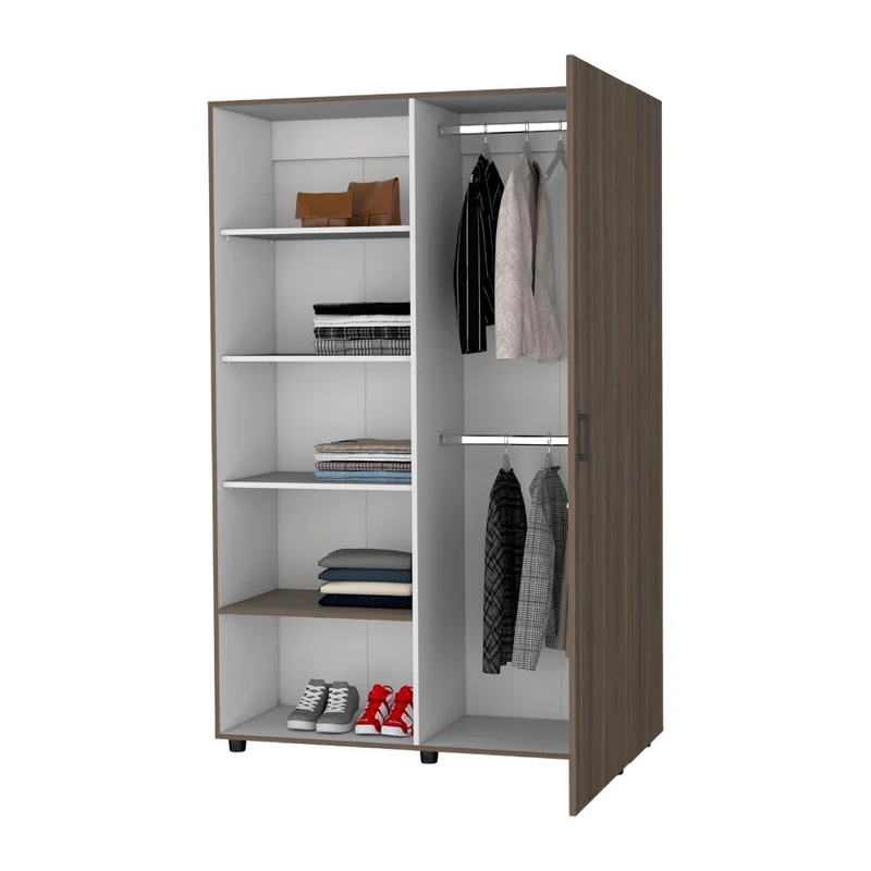 Clóset Eco, Milán y Blanco, Pequeño con Amplios Espacios para Guardar Ropa ZF