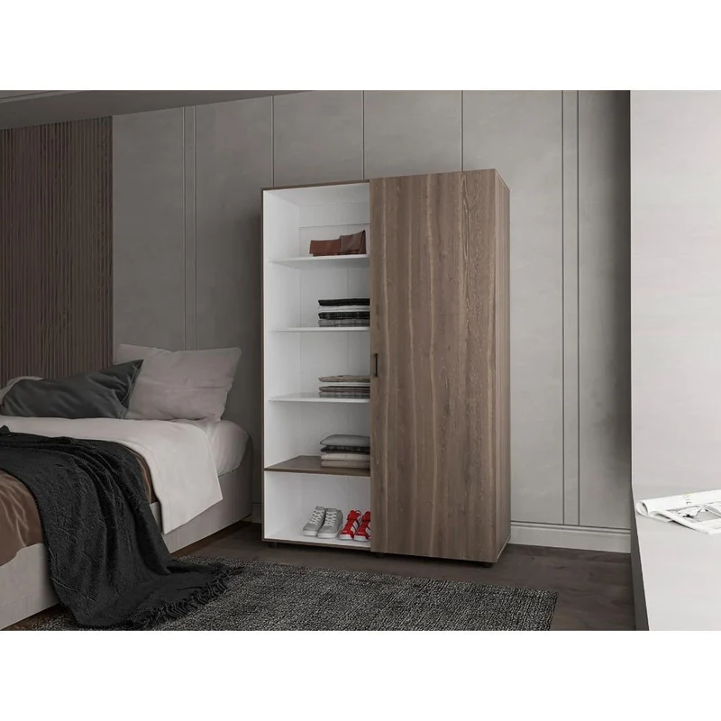 Clóset Eco, Milán y Blanco, Pequeño con Amplios Espacios para Guardar Ropa ZF