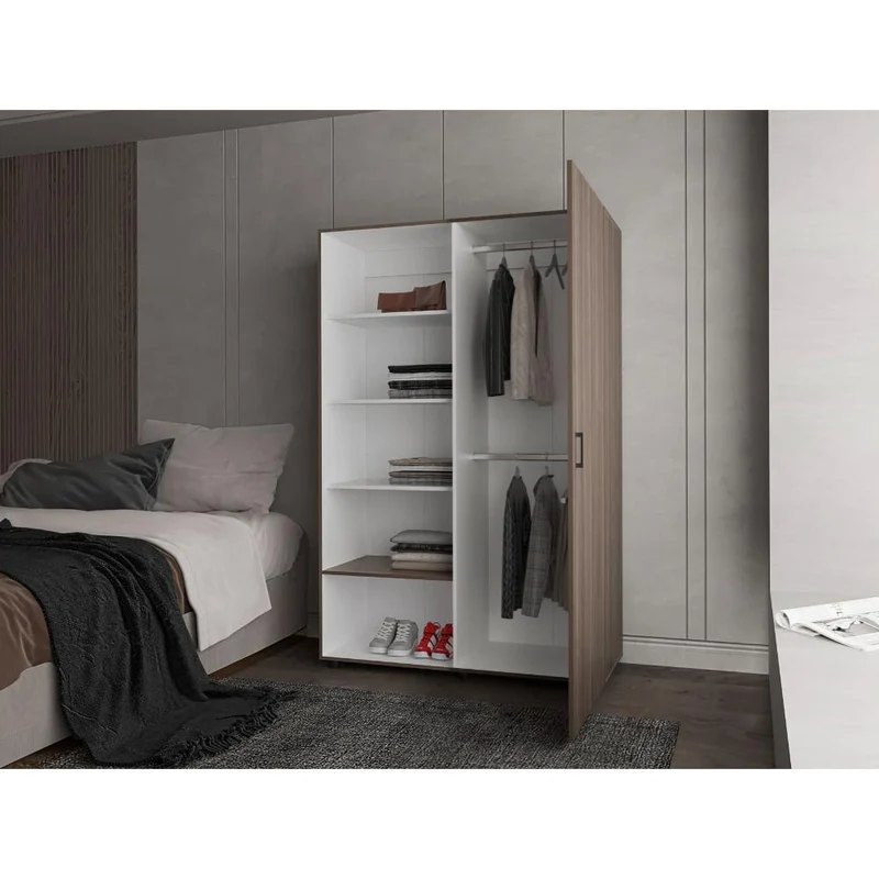Clóset Eco, Milán y Blanco, Pequeño con Amplios Espacios para Guardar Ropa ZF