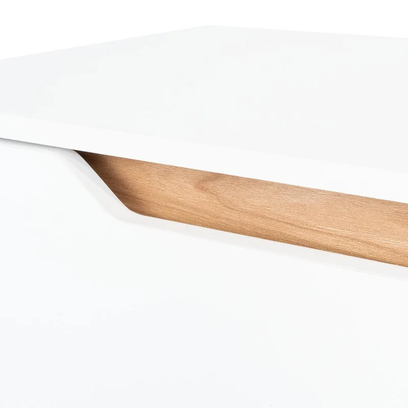 Mesa para TV Toulo, Blanco y Fresno Europeo, con Espacio para TV de 80"