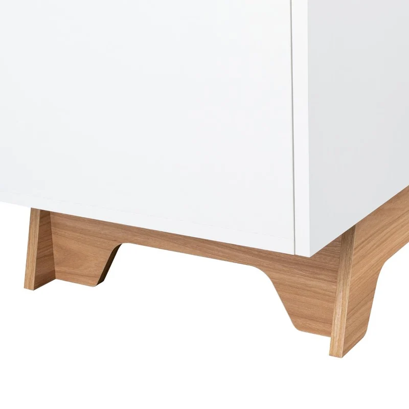 Mesa para TV Toulo, Blanco y Fresno Europeo, con Espacio para TV de 80"