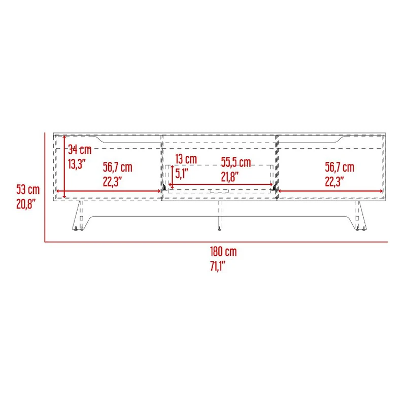 Mesa para TV Toulo, Blanco y Fresno Europeo, con Espacio para TV de 80"