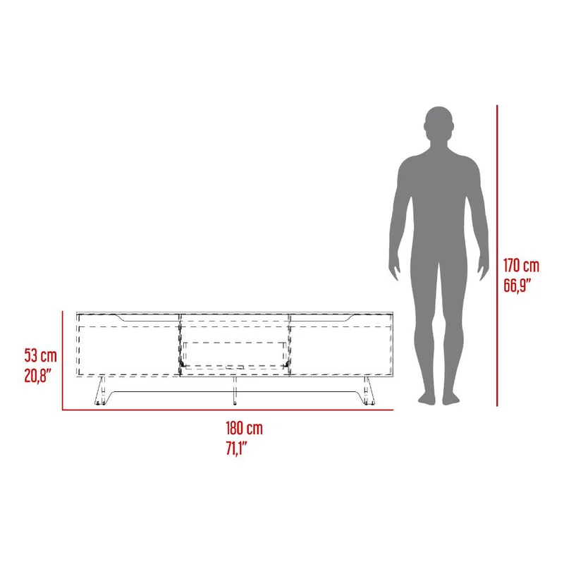 Mesa para TV Toulo, Blanco y Fresno Europeo, con Espacio para TV de 80"