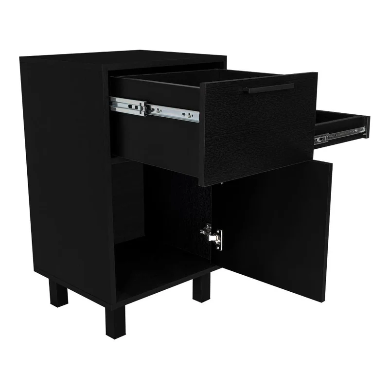 Mesa de Noche Secret, Wengue, con una Puerta y Cajón Secreto