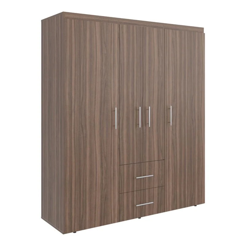 Clóset Bariloche Bombay Eco, Avellana y Blanco, con Variedad de Entrepaños y Cuatro Puertas Abatibles