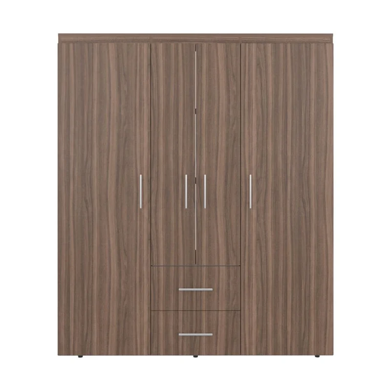 Clóset Bariloche Bombay Eco, Avellana y Blanco, con Variedad de Entrepaños y Cuatro Puertas Abatibles