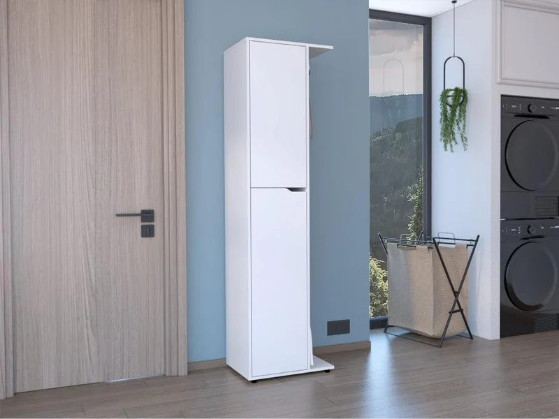 Mueble de Aseo Cruella, Blanco, Incluye Colgador para Escobas ZF