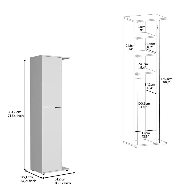 Mueble de Aseo Cruella, Blanco, Incluye Colgador para Escobas ZF