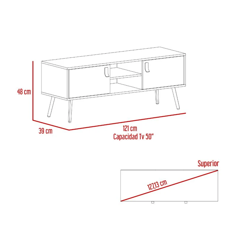 Mesa para TV Lienxo, Blanco y Fresno Europeo, con Espacio para TV hasta 50 Pulgadas