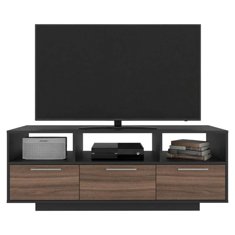 Mesa Para Tv Wema, Wengue y Avellana, con Espacio Para Televisor y varios entrepaños