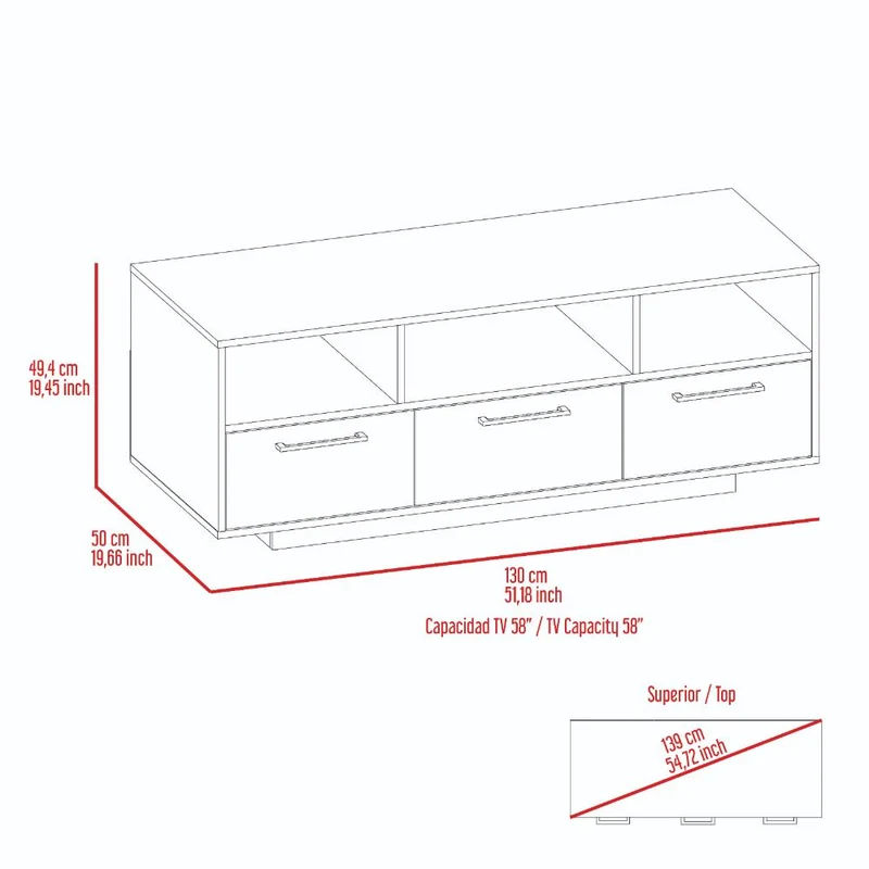 Mesa Para Tv Wema, Wengue y Avellana, con Espacio Para Televisor y varios entrepaños