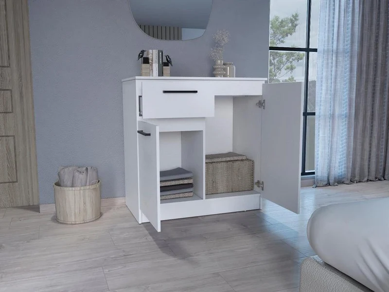 Organizador Indira, Blanco Duqueza, con Tres Cajones Multiusos Deslizables