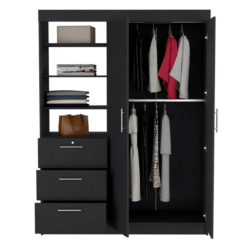 Closet Pekín, Wengue, Con Dos Puertas Abatibles y Tres Cajones Organizadores ZF