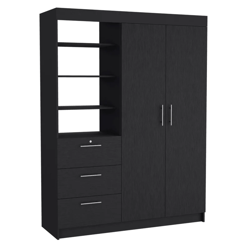 Closet Pekín, Wengue, Con Dos Puertas Abatibles y Tres Cajones Organizadores ZF