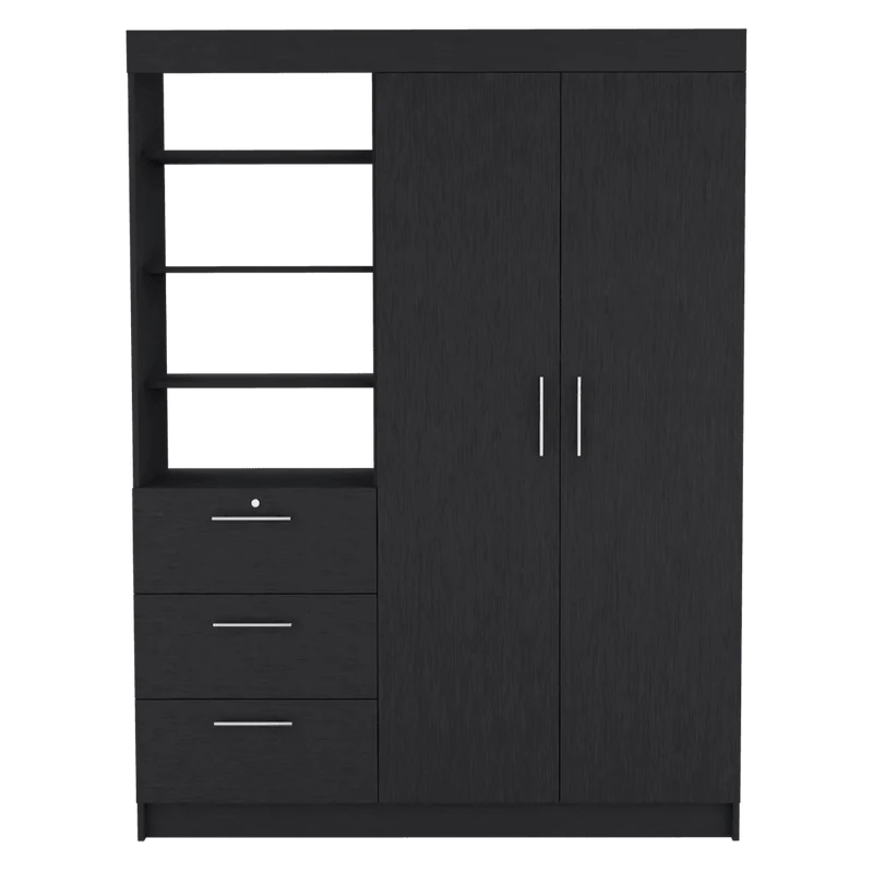 Closet Pekín, Wengue, Con Dos Puertas Abatibles y Tres Cajones Organizadores ZF