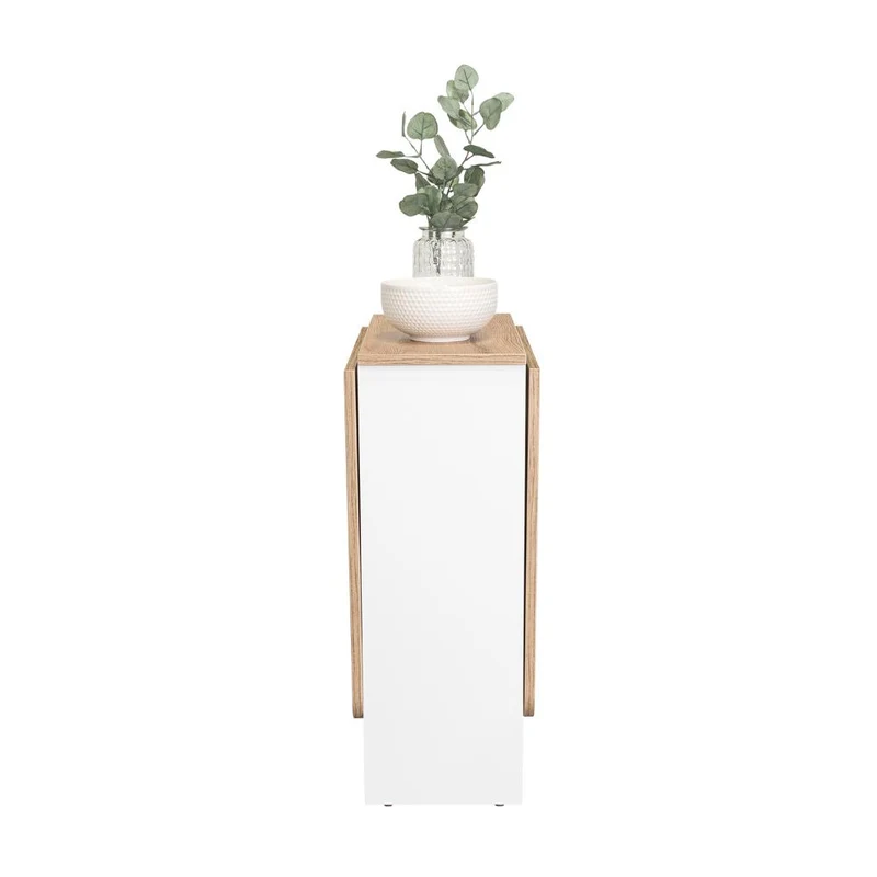 Mesa Auxiliar de Cocina Plegable Mérida, Blanco y Fresno Europeo, con Amplia Superficie