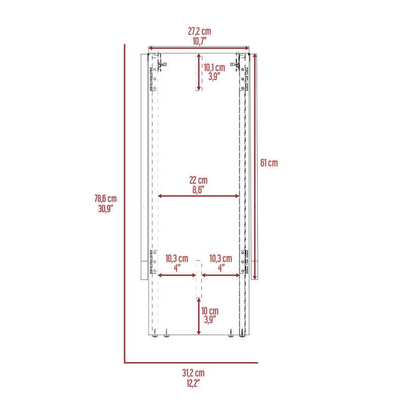 Mesa Auxiliar de Cocina Plegable Mérida, Blanco y Fresno Europeo, con Amplia Superficie