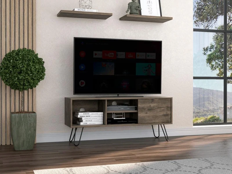 Mesa para TV Rony, Avellana, con Espacio para Televisor de hasta 50 Pulgadas