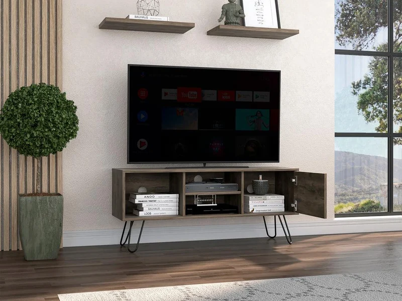 Mesa para TV Rony, Avellana, con Espacio para Televisor de hasta 50 Pulgadas