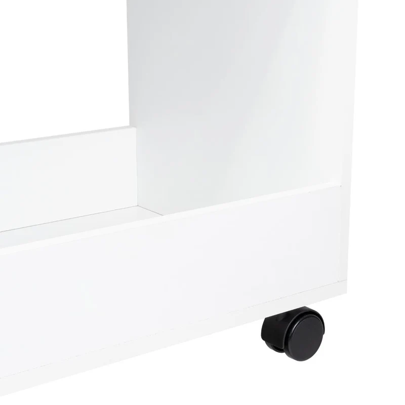 Mesa Auxiliar de Cocina Coralyn, Blanco y Café Claro, con Tres Entrepaños y Rodachines