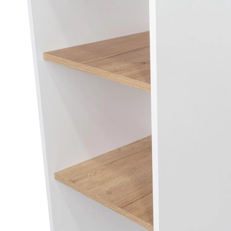 Mesa Auxiliar de Cocina Coralyn, Blanco y Café Claro, con Tres Entrepaños y Rodachines
