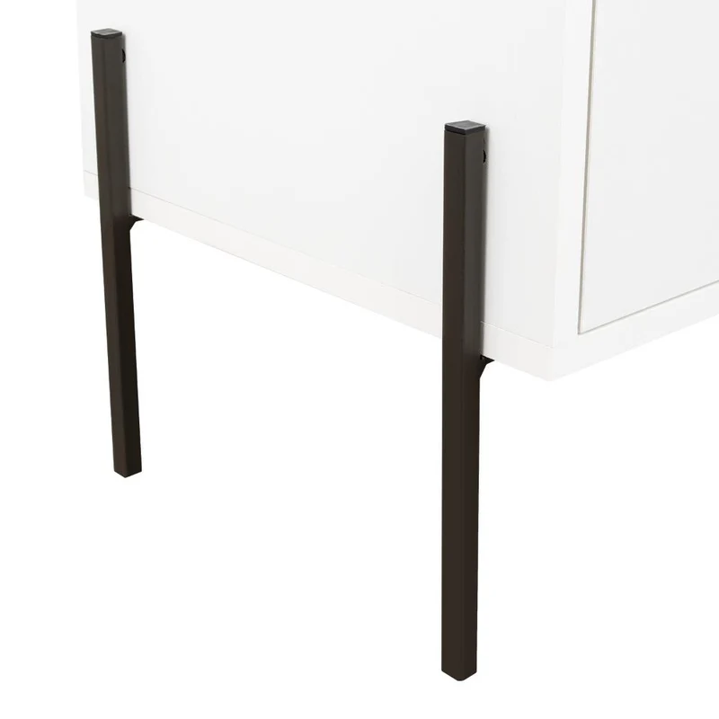 Mesa de Noche Wesley, Blanco Duqueza, con un Cajón Deslizable y Entrepaños