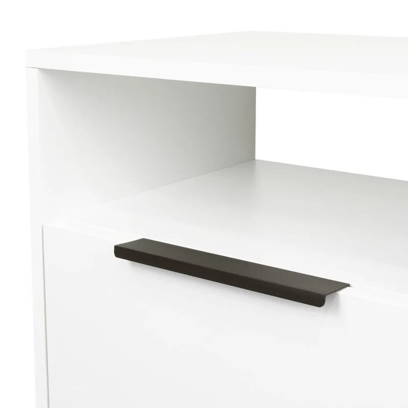 Mesa de Noche Wesley, Blanco Duqueza, con un Cajón Deslizable y Entrepaños
