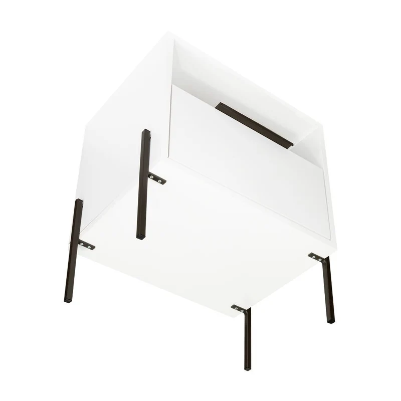 Mesa de Noche Wesley, Blanco Duqueza, con un Cajón Deslizable y Entrepaños