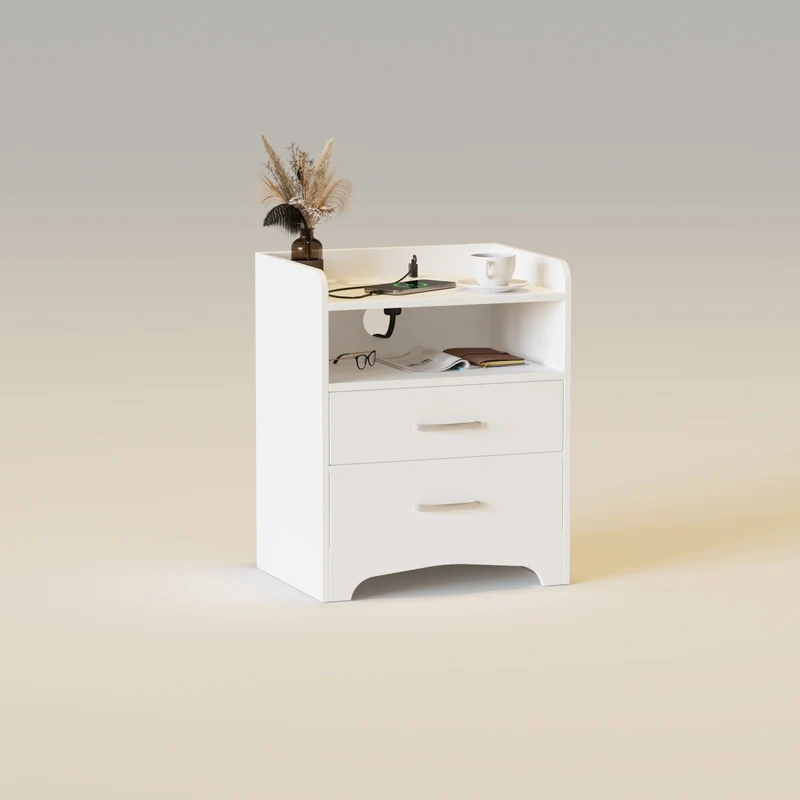 Modern Nightstands End Table with 2 Drawers