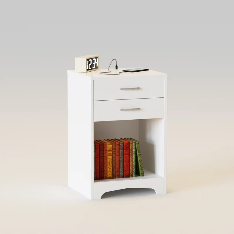 Nightstands with Charging Station 2 Drawer