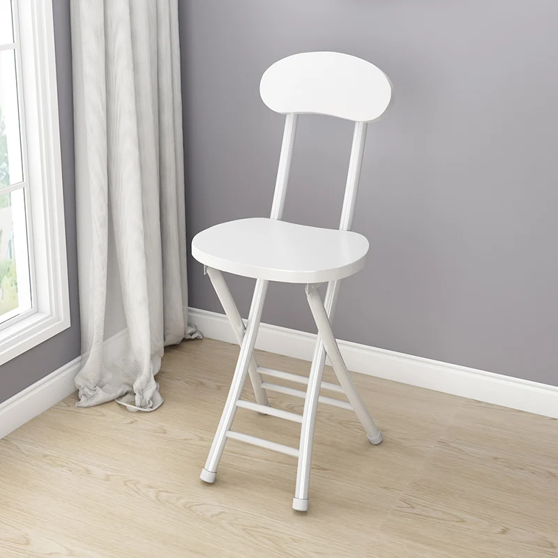 Modern Simplicity Round Faux Leather Iron Frame Foldable Chair Backrest Footrest For Living Room