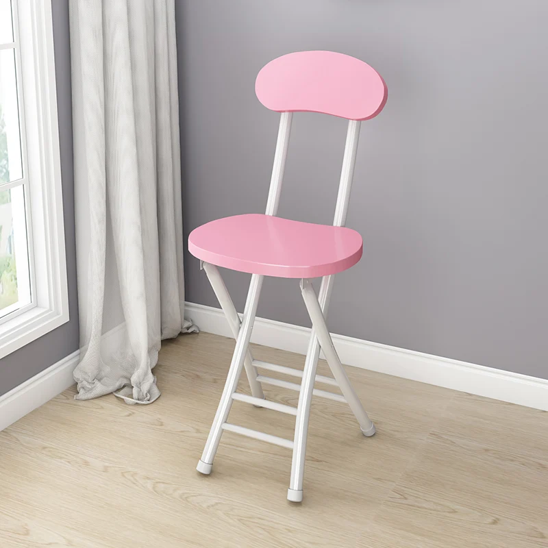 Modern Simplicity Round Faux Leather Iron Frame Foldable Chair Backrest Footrest For Living Room