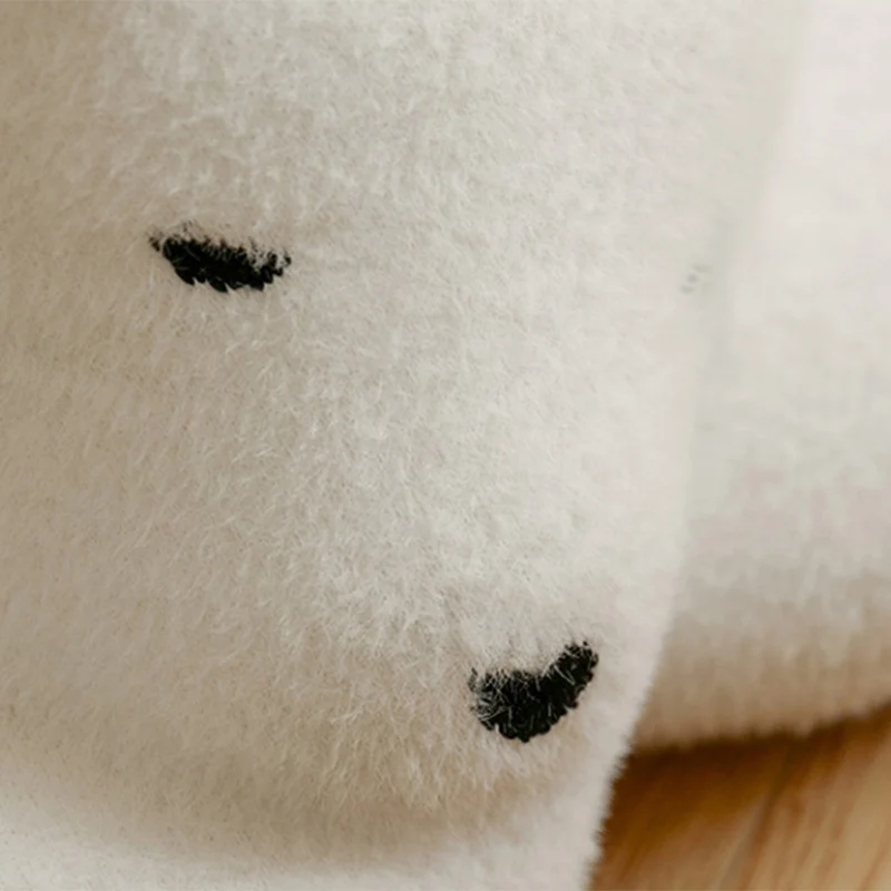 Contemporary Creative Kids Lying Polar Bear Velvet High-Density Shaping Foam Wood Lazy Sofa Backrest For Bedroom