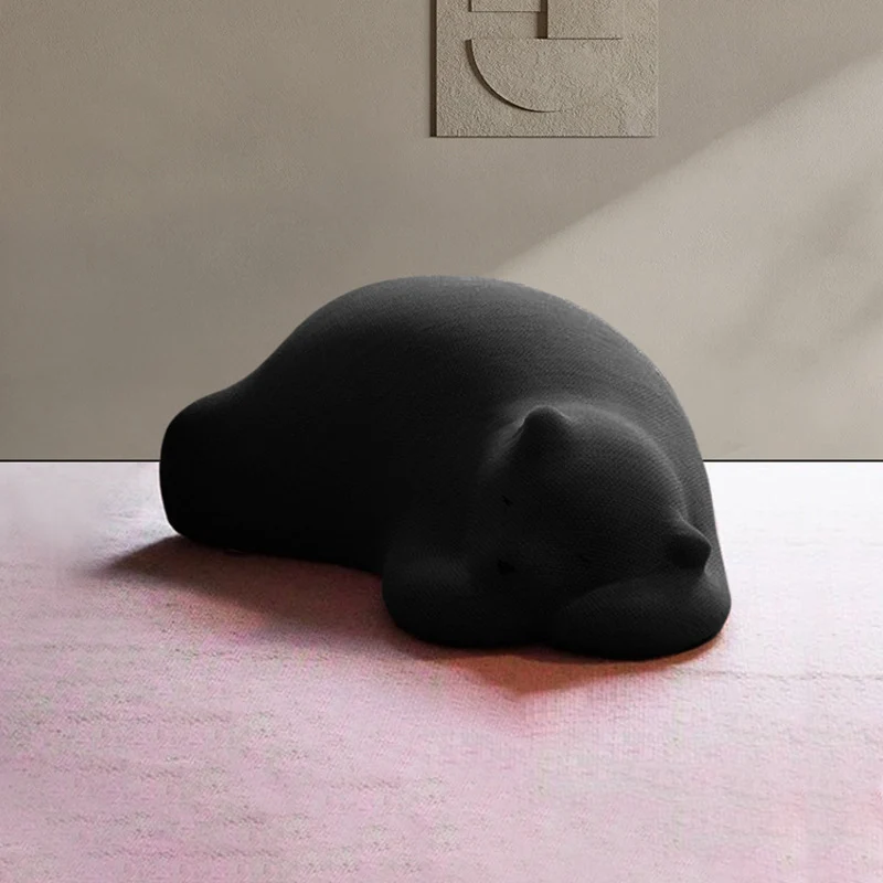 Contemporary Creative Kids Lying Polar Bear Velvet High-Density Shaping Foam Wood Lazy Sofa Backrest For Bedroom