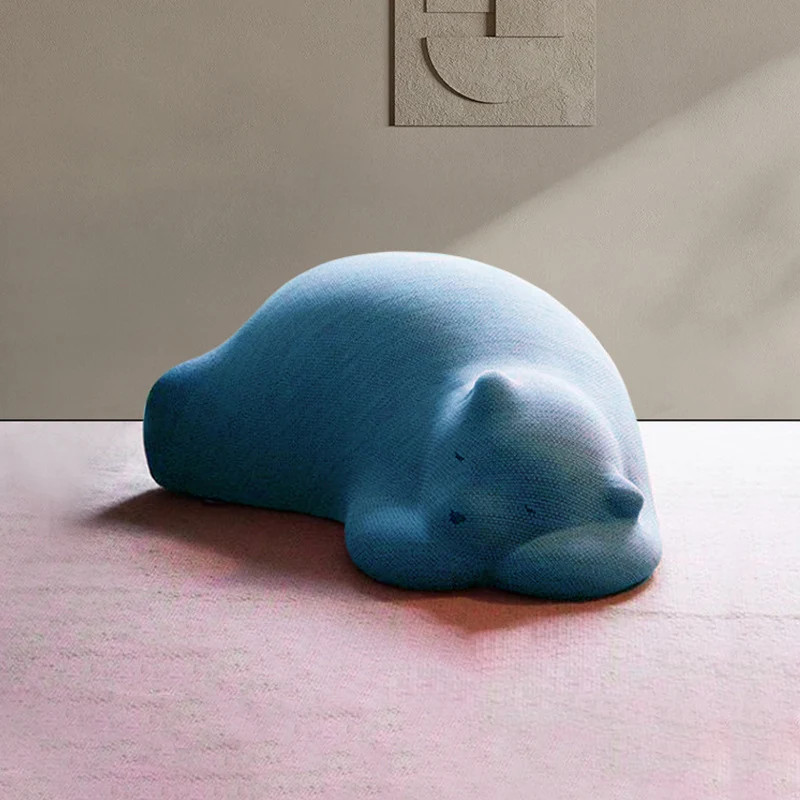 Contemporary Creative Kids Lying Polar Bear Velvet High-Density Shaping Foam Wood Lazy Sofa Backrest For Bedroom