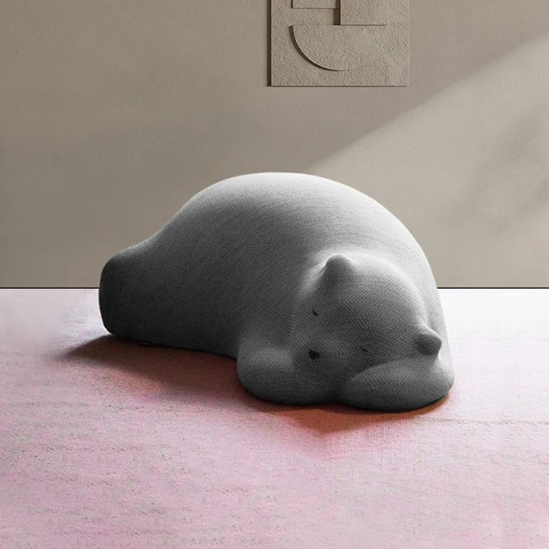 Contemporary Creative Kids Lying Polar Bear Velvet High-Density Shaping Foam Wood Lazy Sofa Backrest For Bedroom