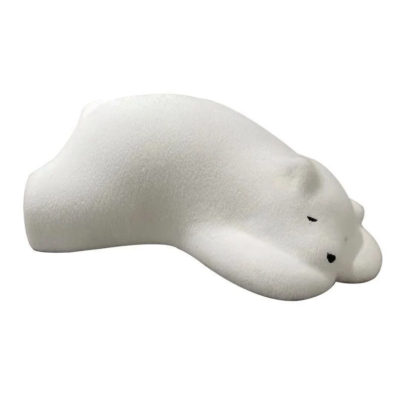 Contemporary Creative Kids Lying Polar Bear Velvet High-Density Shaping Foam Wood Lazy Sofa Backrest For Bedroom