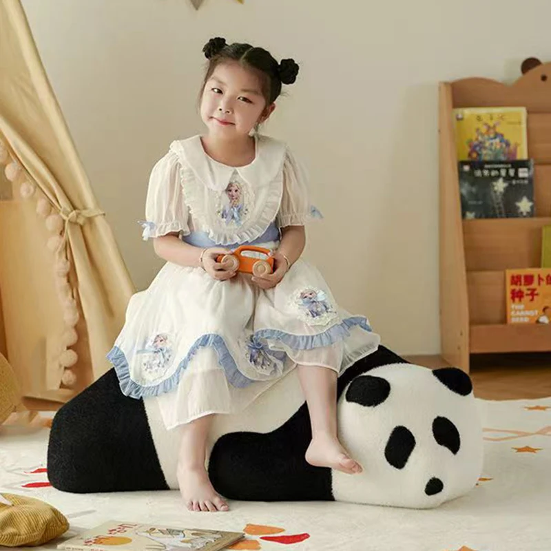 Contemporary Nordic Kids Lying Panda Velvet Sponge Sofa Backrest For Bedroom