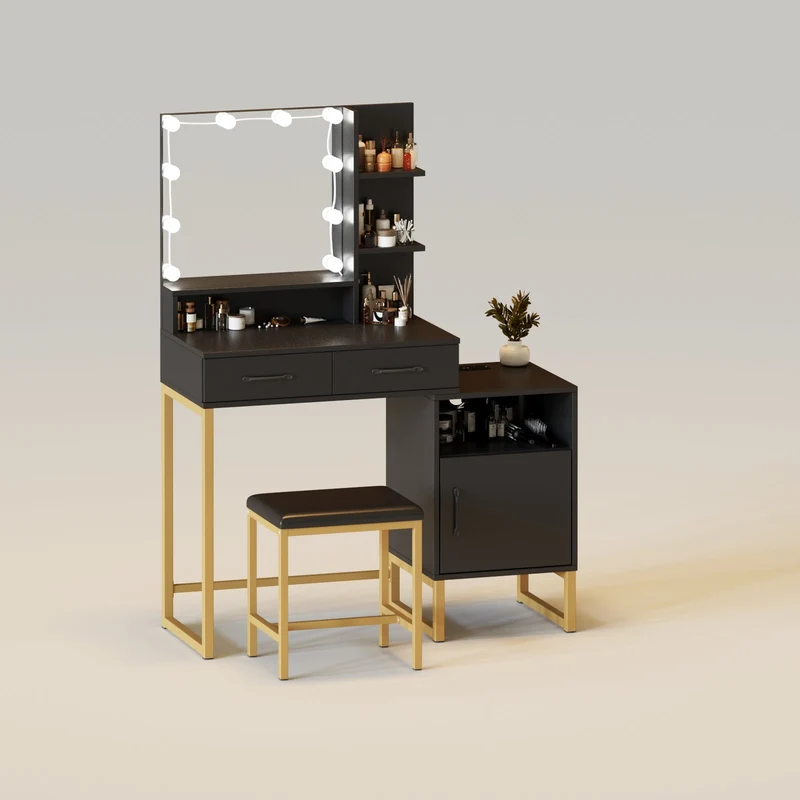 10 LED Lights Modern Makeup Vanity Desk