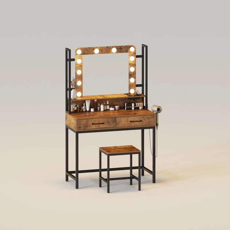35in Vanity Desk Table Set with Drawer