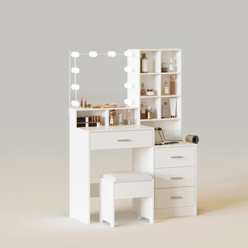 38.7in Makeup Vanity Set with Charging Station