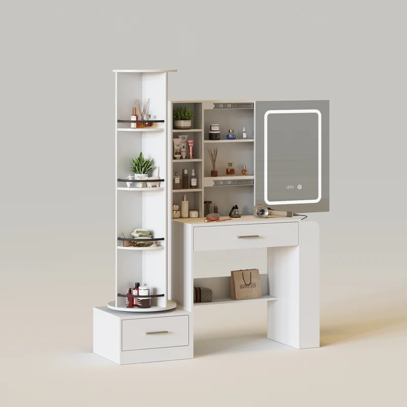 White Makeup Vanity with Full Length Mirror
