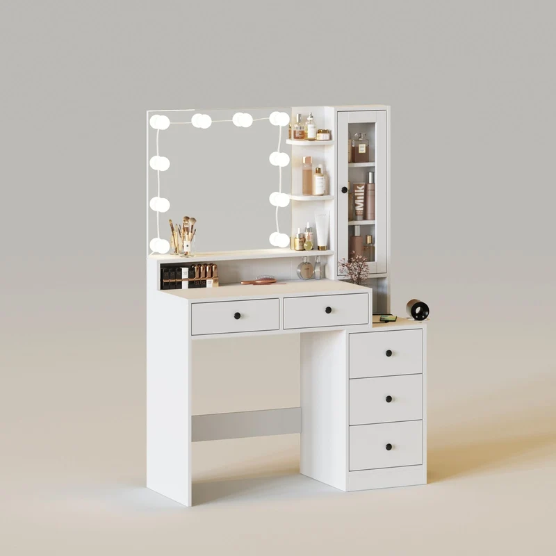39in Lots Storage Makeup Table with 5 Drawers