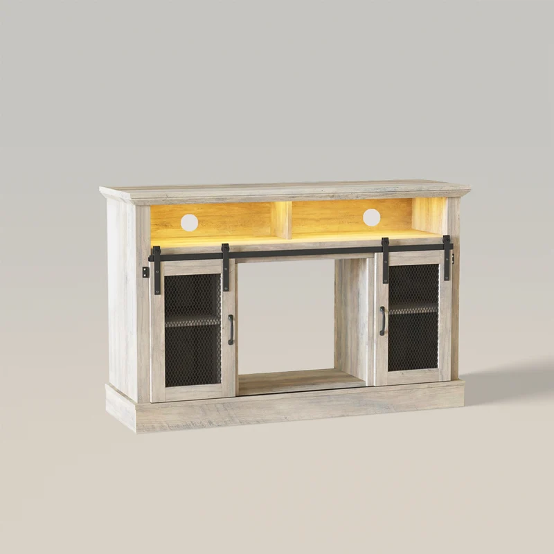 Farmhouse Media Console Fireplace TV Stand